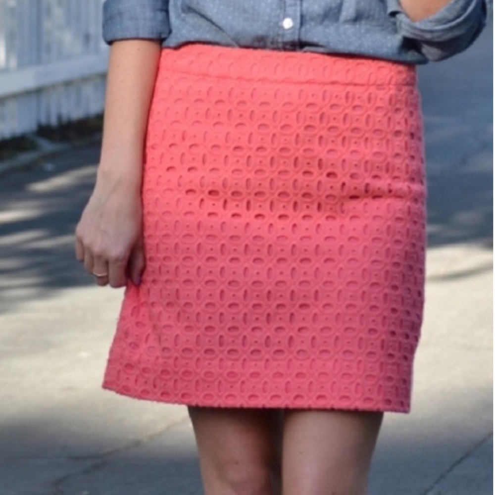 J. Crew Factory Pink Eyelet Mini Skirt